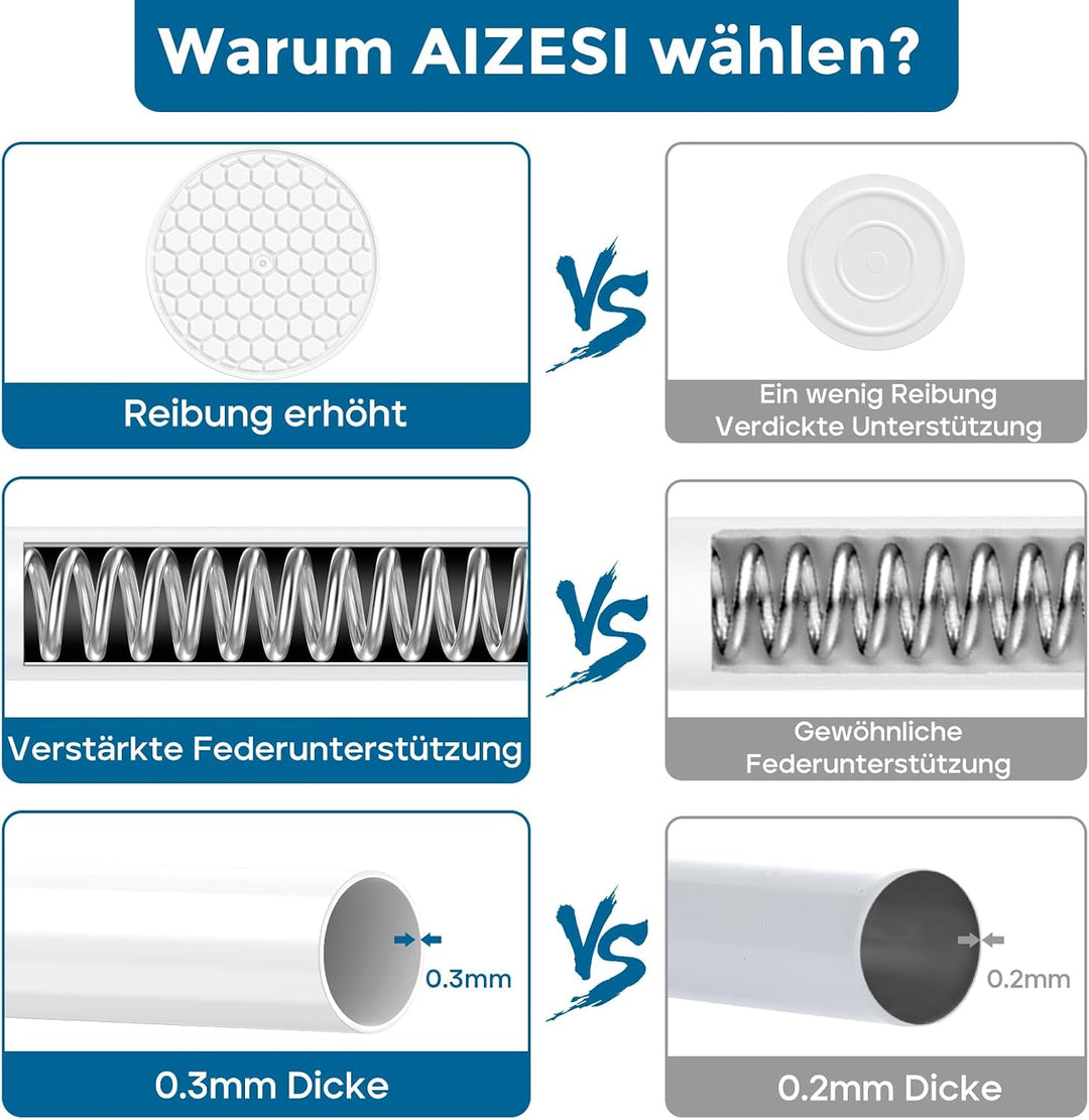 AIZESI 2 Stück Gardinenstange ohne Bohren 70-120cm Teleskopstange Vorhangstange Duschvorhangstange S