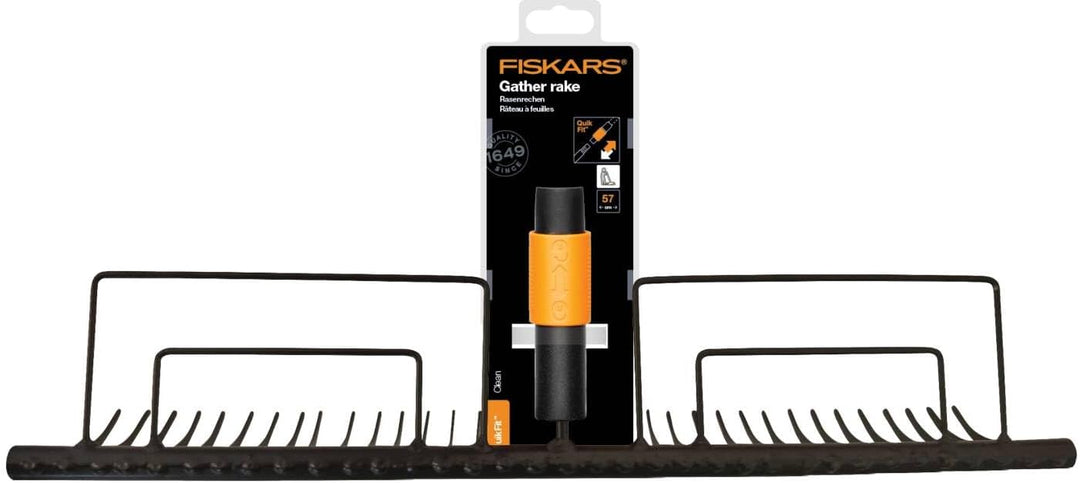 Fiskars Rasenrechen mit 35 Zinken, Werkzeugkopf, Breite: 57 cm, Gehärtete Stahlzinken, Schwarz, Quik