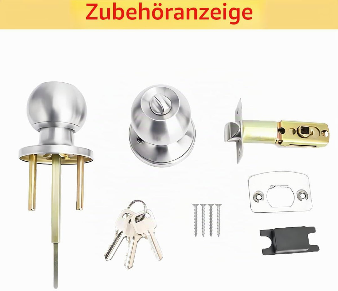 Qrity Türknauf mit Schloss/Schlüssel, Griff Keyed abschliessbar Home Büro rund verriegelt Türknauf,