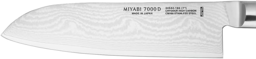 MIYABI 7000D Santokumesser, Klingenlänge: 18 cm, Grosses Klingenblatt, Rostfreier Spezialstahl/Micar