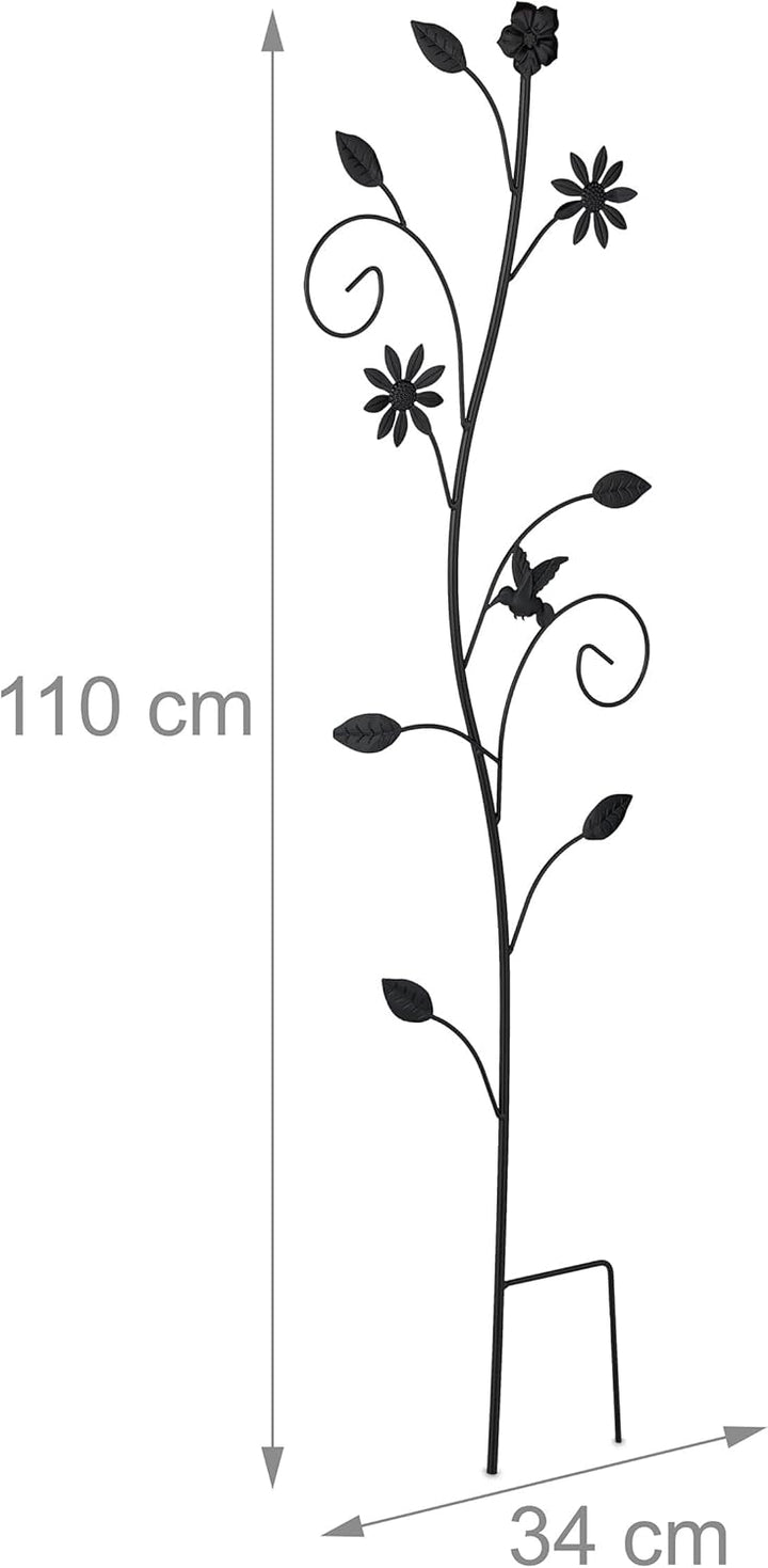Relaxdays Rankhilfe, 2er Set, Blumendesign, Rosengitter, HBT: 110x34x1 cm, Metall, freistehend, Pfla