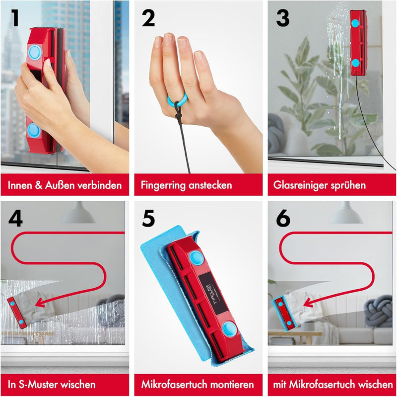 Tyroler Bright Tools Fensterreiniger Glider D-2 Magnetischer Fensterreiniger für doppelt verglaste F