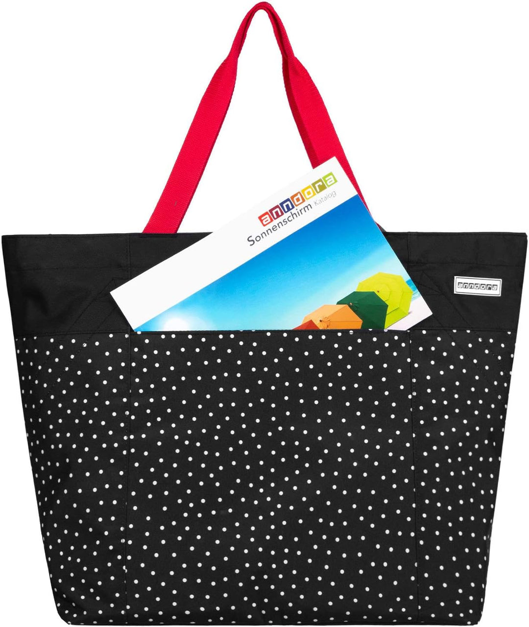 anndora XXL Shopper schwarz weiss gepunktet - Strandtasche 40 Liter Schultertasche Einkaufstasche, S
