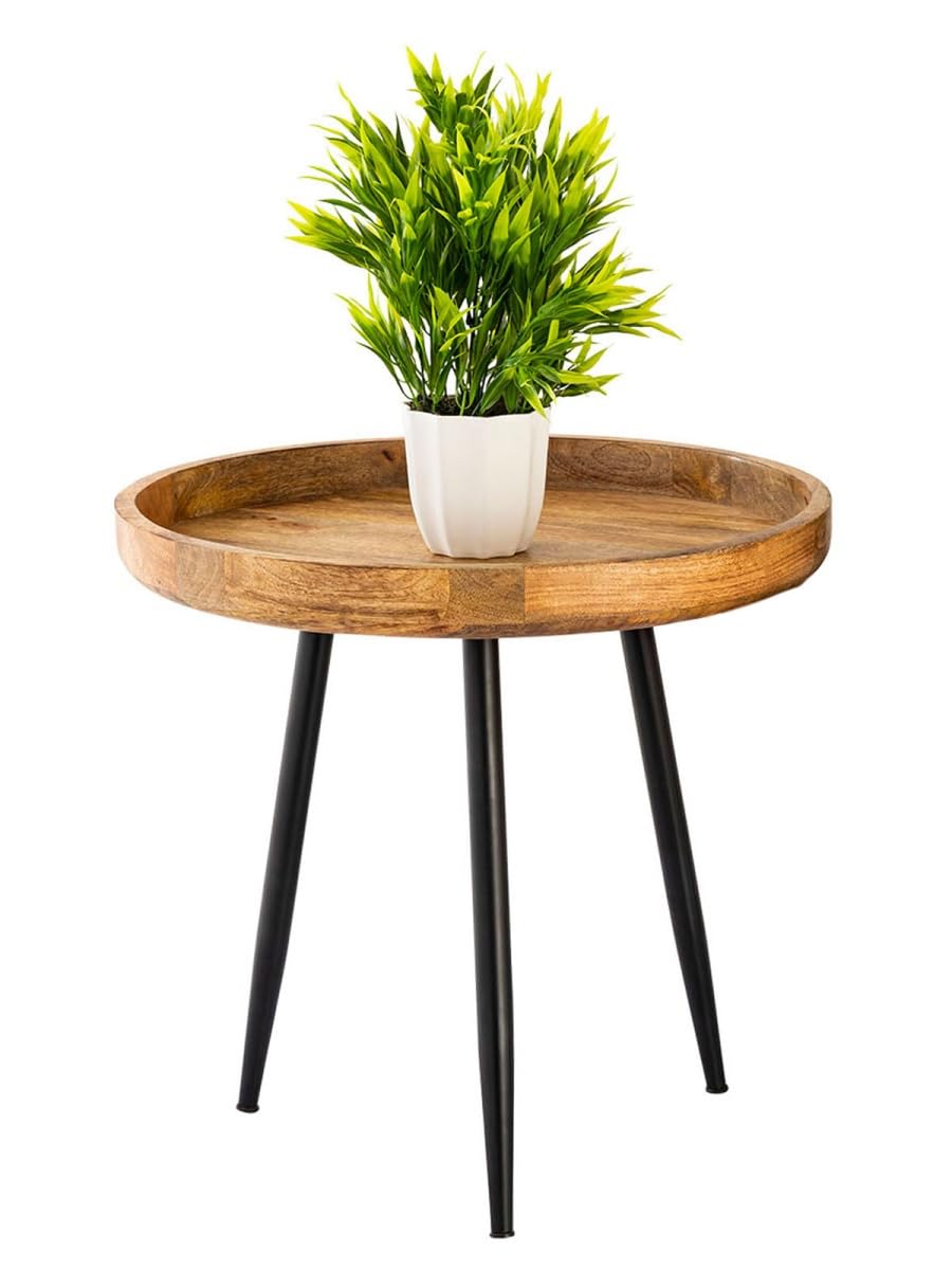 Beistelltisch Holz rund Couchtisch Wohnzimmer Tisch Metalbeine Holzplatte massiv Grösse Durchmesser
