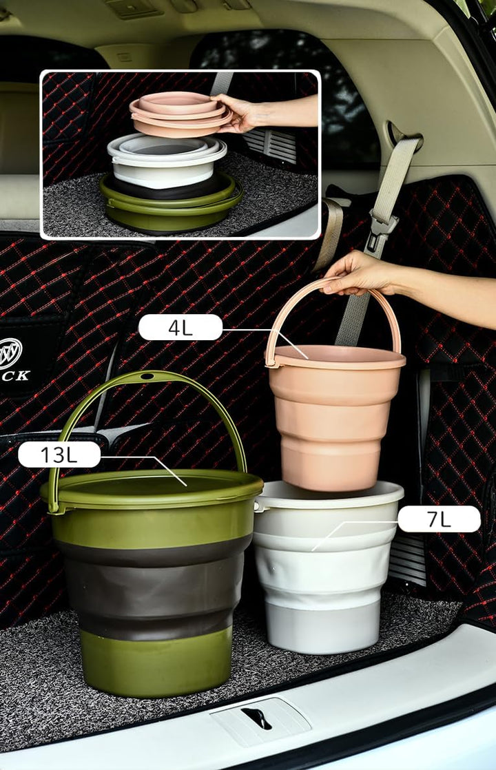 Faltbare Eimer 4L/7L/13L mit Henkel Putzeimer Faltbar für Camping, Angeln, Putzen, Autowäsche Weich