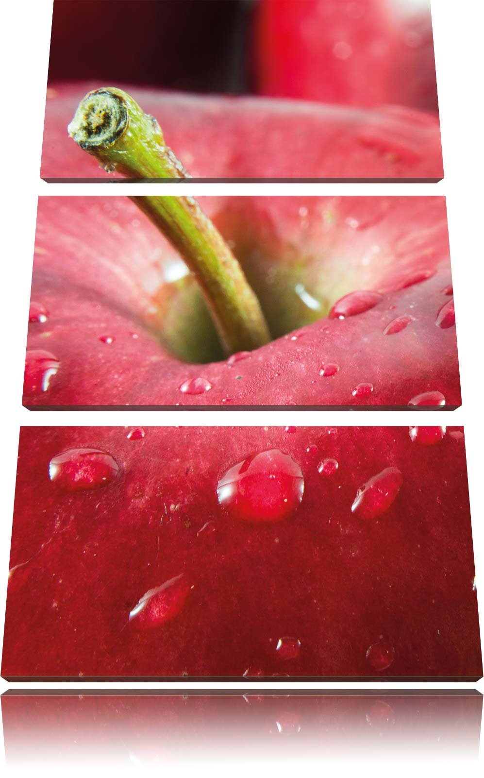 Apfel 3-Teiler Leinwandbild 120x80 Bild auf Leinwand, XXL riesige Bilder fertig gerahmt mit Keilrahm