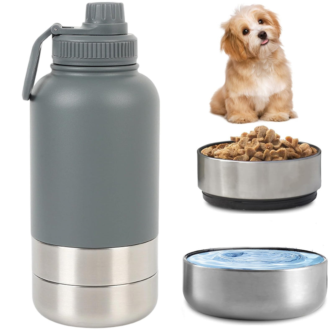 Trinkflasche Hunde für Unterwegs 950ml – Isolierte Edelstahl Hundetrinkflasche Wasserflasche mit Fut