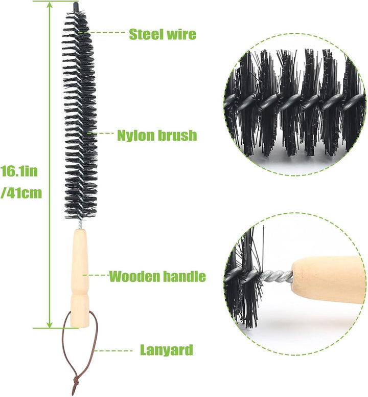MaxEarn 24 Stk Kaminbürste Stange Set mit 18 Flexible Stangen 410mm+ 2 Bürstenköpfen 200mm + 1 Lange
