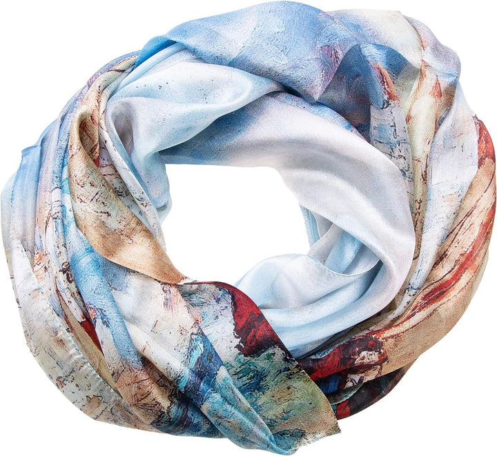 Tinitex Seidenschal Halstuch Schal Chiffon blau maritim 180x110cm