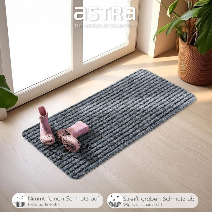 Astra Fussmatte innen grau Schmutzfangmatte rutschfest – Türmatte 25x60 cm 3er Set wasserabweisend –