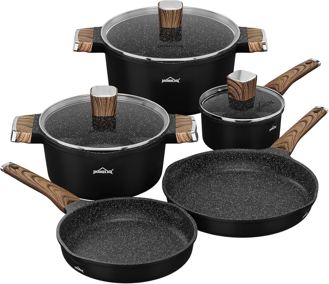 HOMELUX Topfset Induktion,8-TLG Topf und Pfannenset mit Deckel Antihaftbeschichtung,Pfanne 24/28cm,M