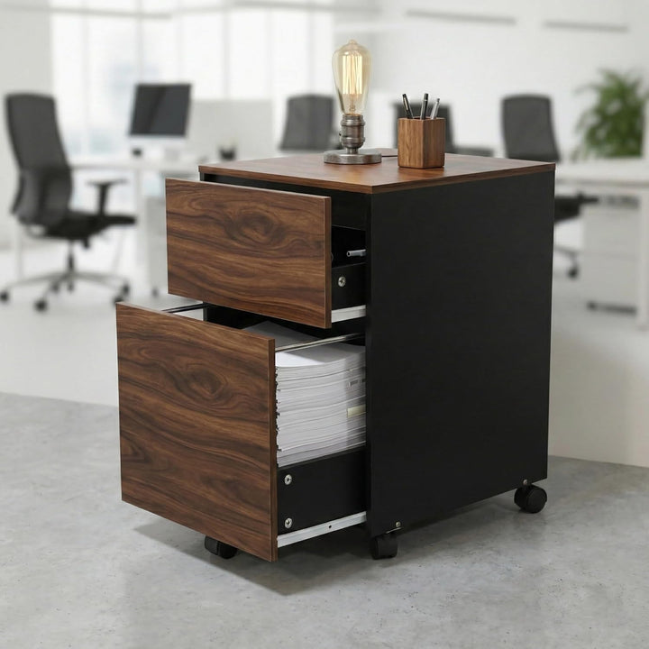 Relaxdays Rollcontainer, 2 Schubladen, Hängeregister, HBT: 57 x 40 x 40 cm, Schreibtischcontainer, R