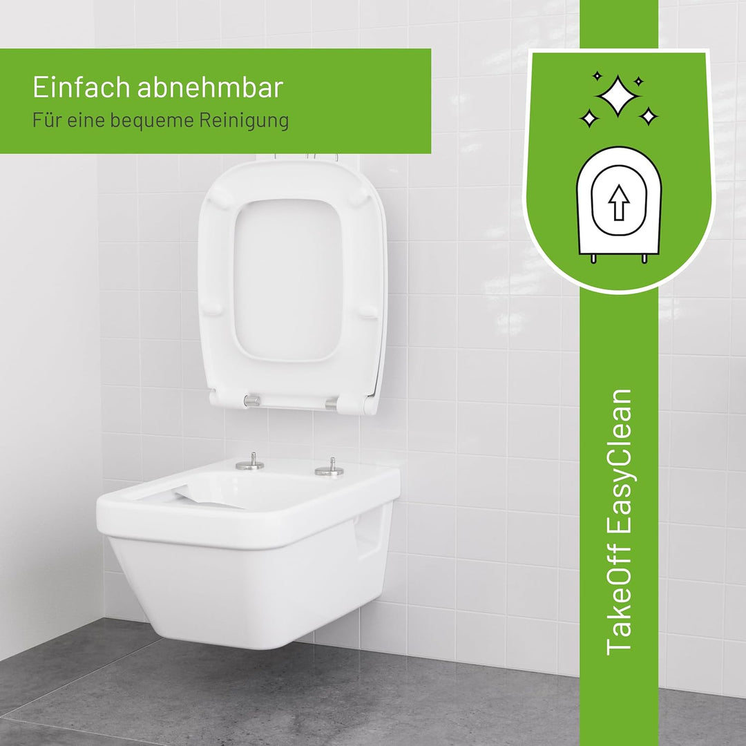 LUVETT® D260 Toilettendeckel mit Absenkautomatik D Form Weiss - SoftClose Klodeckel Abnehmbar - Klob