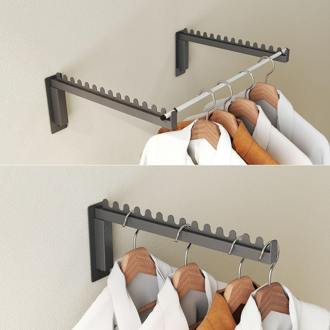 Kleiderhaken Wandmontage Kleiderlüfter Wand Kleiderständer Kleiderstange mit 14 Schlitzlöcher Metall