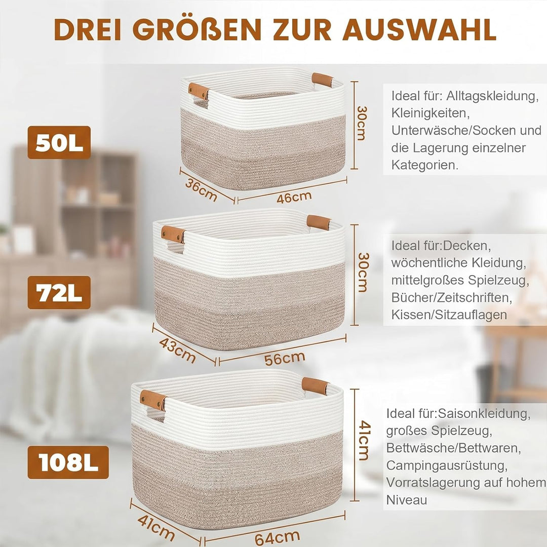 danpinera 50L Aufbewahrungskorb, Aufbewahrung Gross Korb für Badespielzeug & Wohnzimmer, Grosser Auf