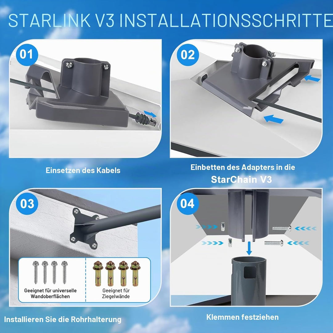 EXLECO Starlink Gen 3 Halterung Starlink V3 Rohradapter, Verstellbarer Starlink Masthalterung mit Da