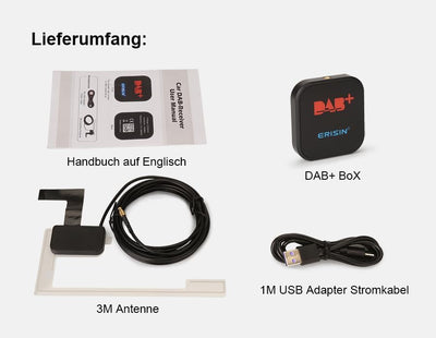 Erisin DAB+ Antenne DAB+ Scheibenantenne mit Empfänger Verstärker Antenne DAB Adapter für Autoradio