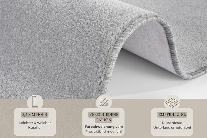 Hanse Home Nasty Läufer – Flauschiger Kurzflor Teppich Einfarbig Unifarben für Esszimmer, Wohnzimmer