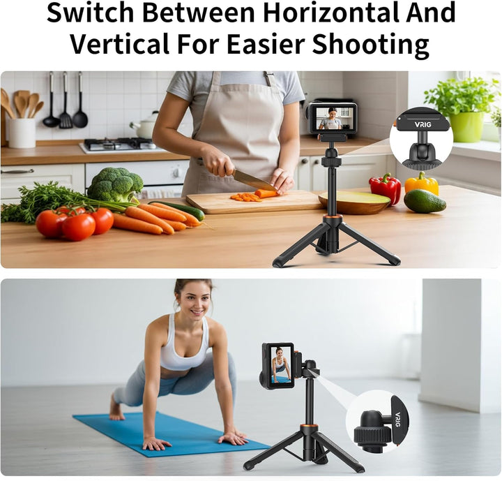 VRIG 40cm Mini Selfie Stick Stativ für DJI Osmo Action 5 Pro/4/3, 360°-Kopf-Verlängerungsstativ, mag