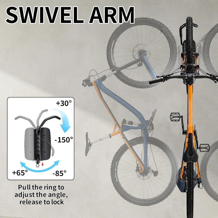 Schwenkbare Fahrrad-Wandhalterung, Fahrradaufhänger für Garage, platzsparend, stabiles Gestell für d