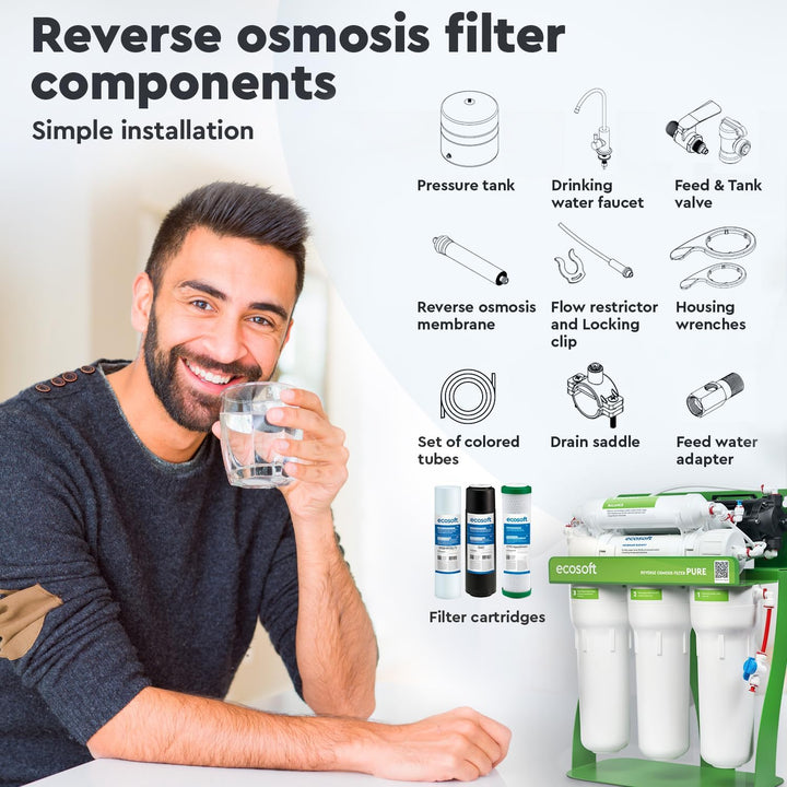 Umkehrosmoseanlage Pure Balance, Wasserfilter mit Mineralisierung, Untertisch Anschluss Trinkwasserf