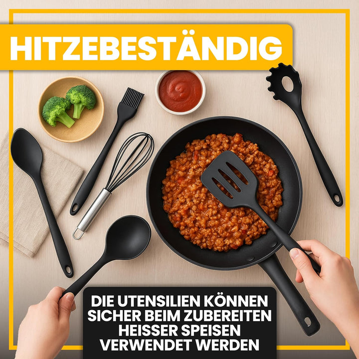 Retoo Silikon Küchenhelfer Set, 10 Stück Kochutensilien Kochgeschirr, Hitzebeständig, BPA-frei, Anti
