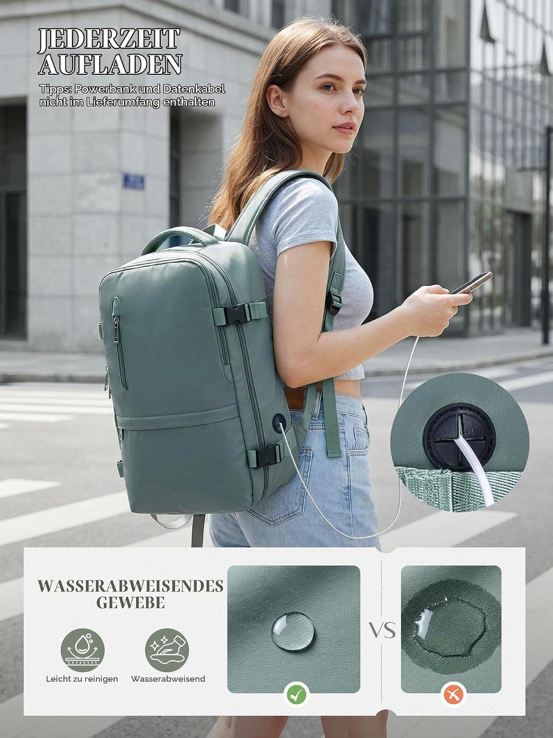 Hayayu für Ryanair Handgepäck 40x20x25 Klein Handgepäck Rucksack Flugzeug Reiserucksack mit Laptopfa