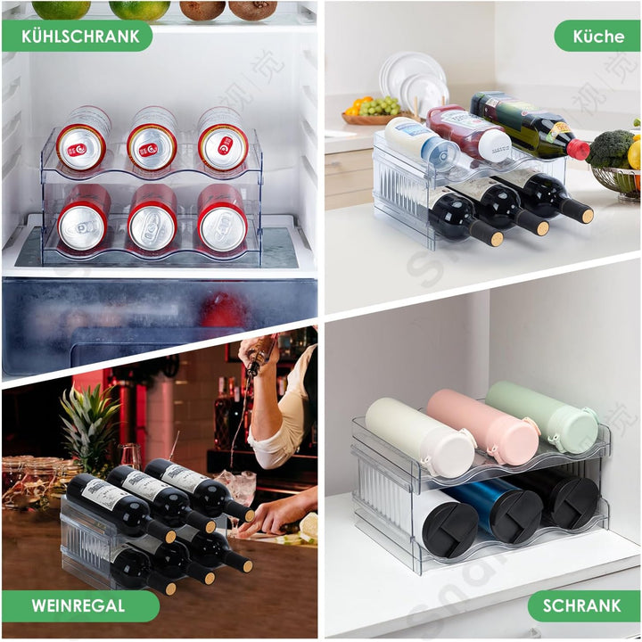 Stapelbarer Flaschenhalter für Kühlschrank, Schrank, Vorratskammer - Wasserflaschenhalter für Küchen