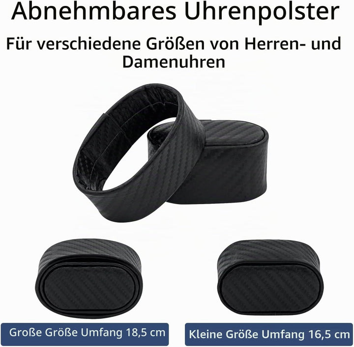 Mcbazel Uhrenbeweger für Automatikuhren, Uhrenbewegerbox PU Leder Karbonfaser Uhrengehäuse mit EU St