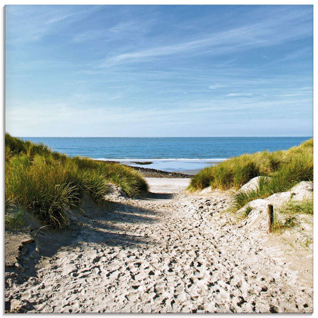 ARTland Glasbilder Wandbild Glas Bild einteilig 50x50 cm Quadratisch Strand Meer Küste Nordsee Sand