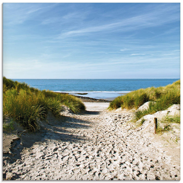 ARTland Glasbilder Wandbild Glas Bild einteilig 50x50 cm Quadratisch Strand Meer Küste Nordsee Sand