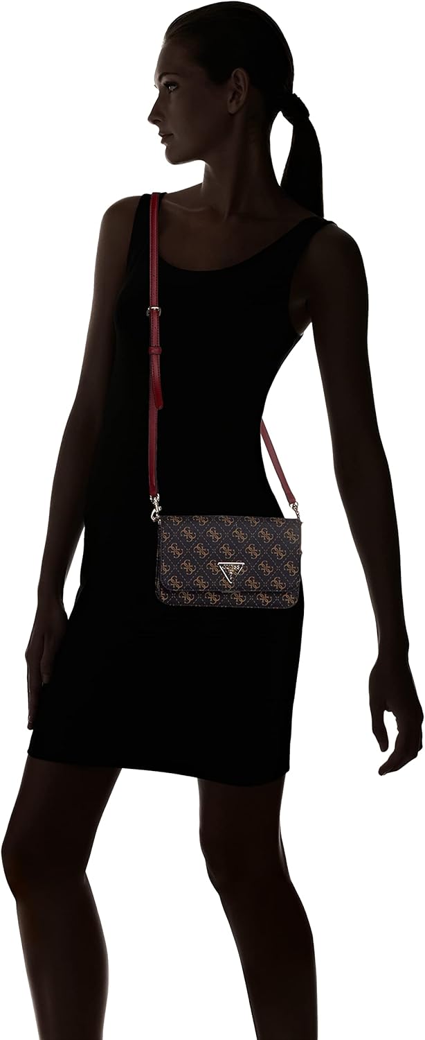 GUESS Damen Noelle Xbody Flap Organizer Bag Braun, Braun