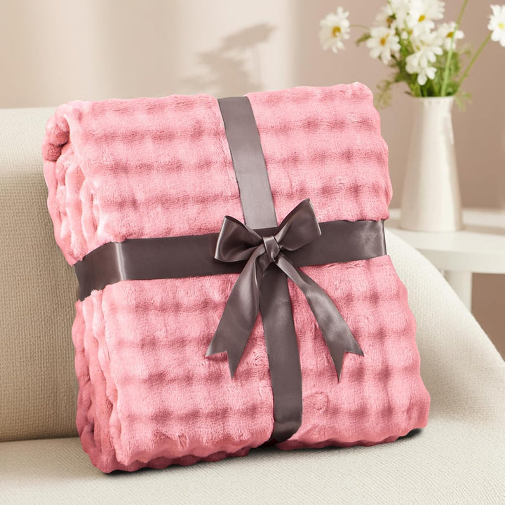 RUIKASI Bubble Decke Kuscheldecke Flauschig Rosa - 150x200cm Sofadecke & Couchdecke aus Plüsch, Warm