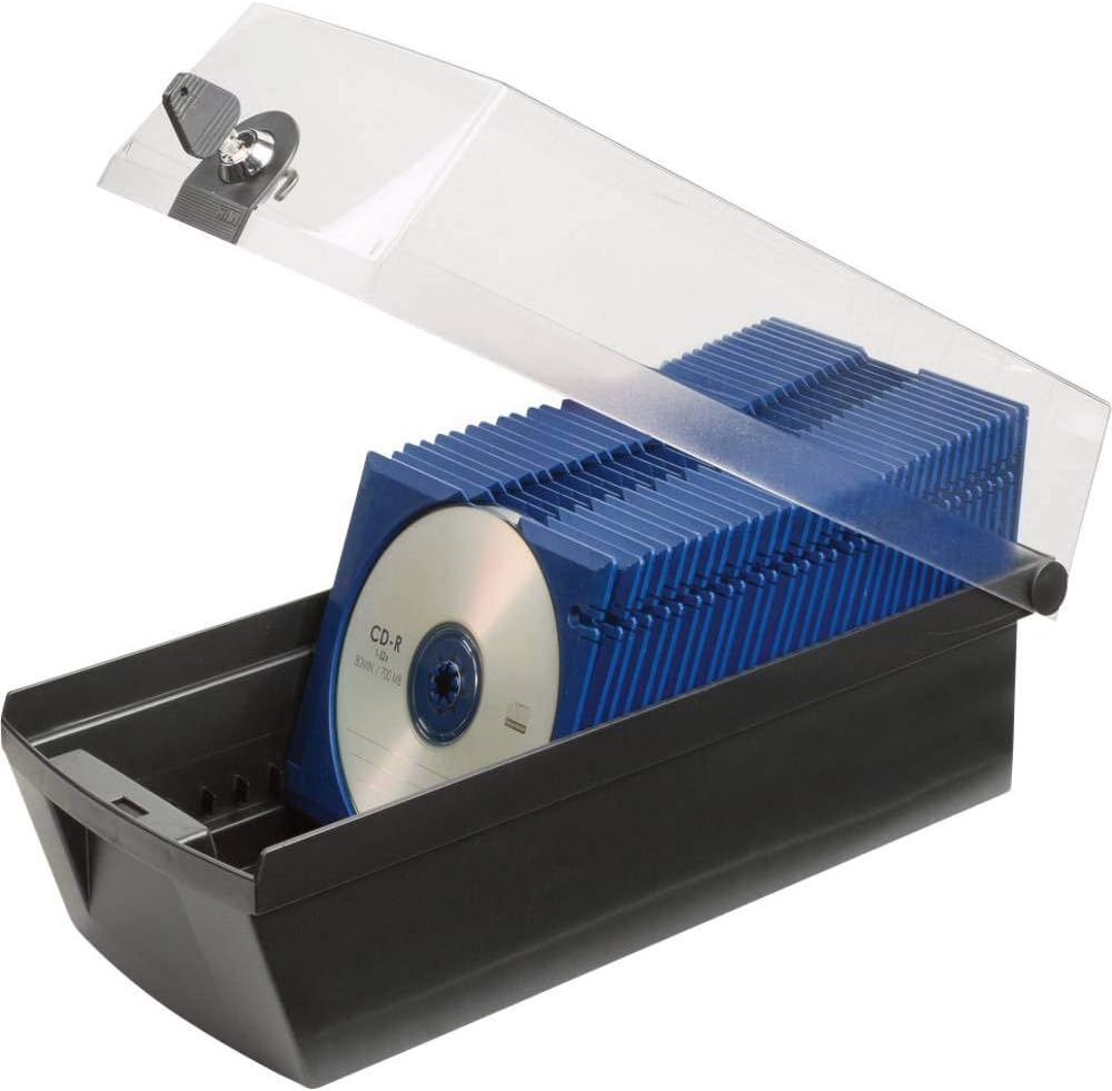 HAN 9260-13, CD-Box MÄX 60, Profibox für 60 CD/DVDs, Sicher mit Schloss und 2 MÄX Trays, schwarz Sch