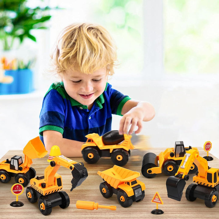 Dreamon Bagger Kinder Spielzeug, Baustellenfahrzeuge Kinder mit Elektro-Drill, Traktor, Sandkasten B
