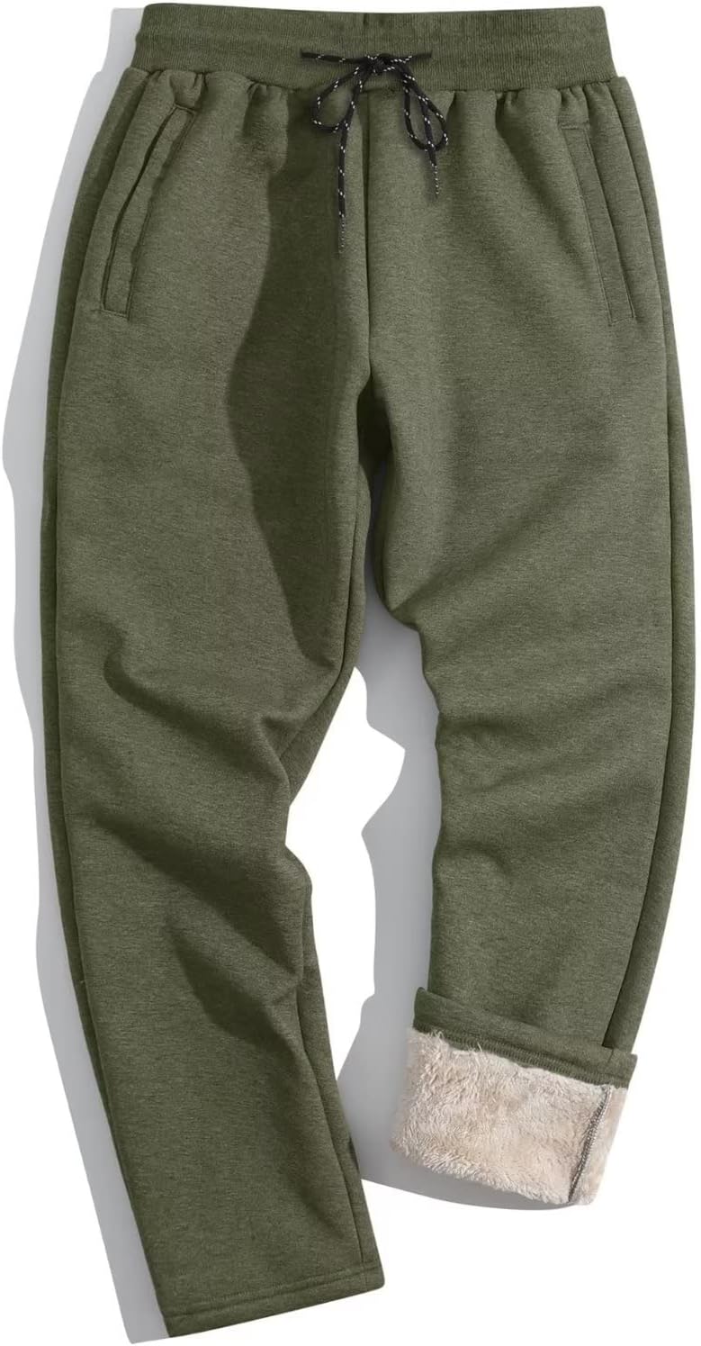 TACVASEN Herren Gefütterte Jogginghose Winter Sporthose Warme Sweathose 32 Armeegrün, 32 Armeegrün