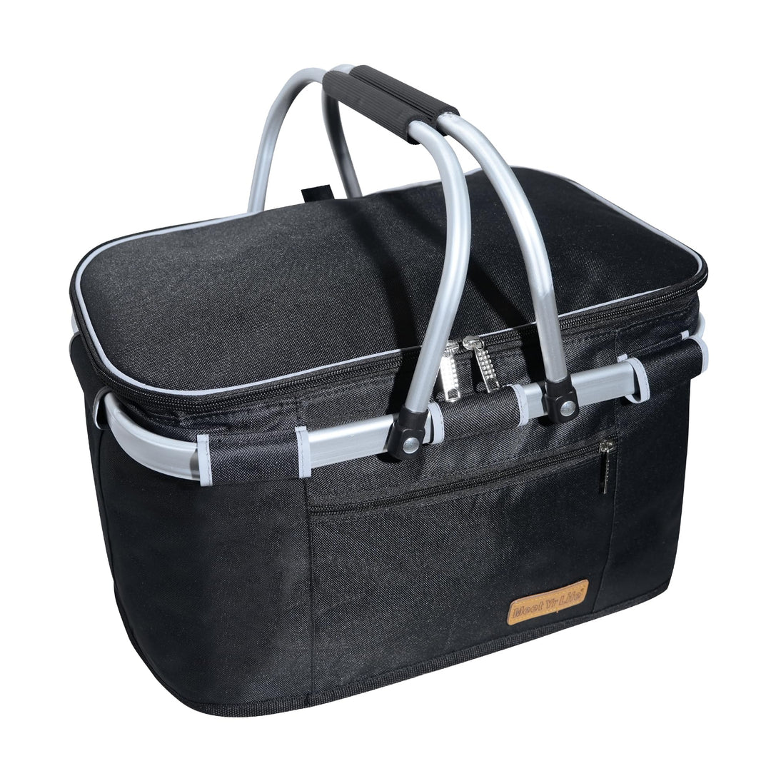 Kühltasche Einkaufskorb Grosser isolierter Kühlkorb Lunchtasche Bürowärmer Seitenstütze 2 Griffe Auf