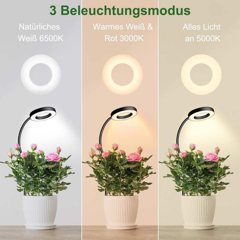 Wolezek Pflanzenlampe LED Vollspektrum, Pot Clip Grow Light, zwei Installationsoptionen Pflanzenlich