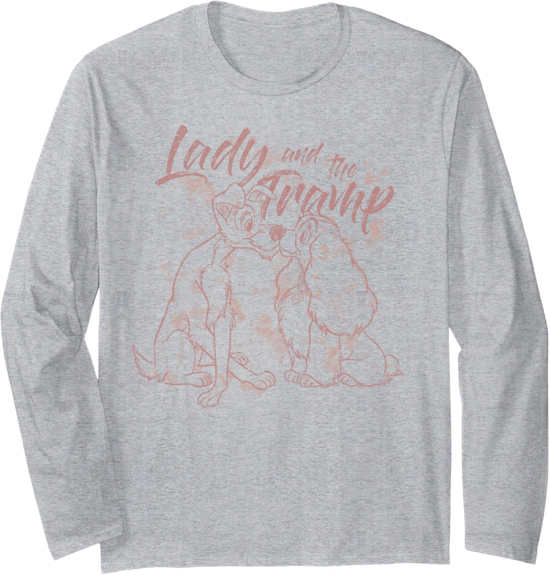 Disney Lady And The Tramp Splatter Outline Langarmshirt