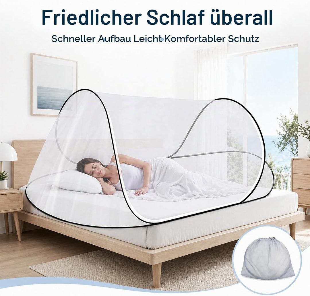 Faltbares Moskitonetz Bett, Pop-Up Mosquito Netz Bett, Mückennetz Reise 200 x 80 x 56cm, Tragbares C