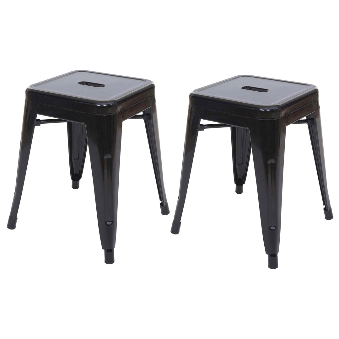 2er-Set Hocker HWC-A73, Metallhocker Sitzhocker, Metall Industriedesign stapelbar - schwarz, Schwarz