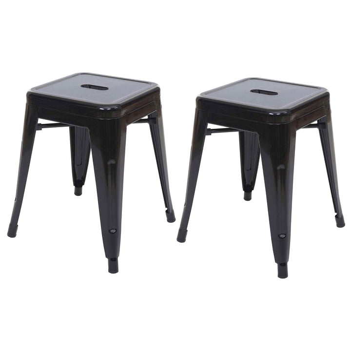 2er-Set Hocker HWC-A73, Metallhocker Sitzhocker, Metall Industriedesign stapelbar - schwarz, Schwarz