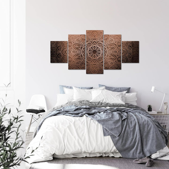 Runa Art - Bilder Mandala 200 x 100 cm 5 Teilig XXL Wanddekoration Design Beige Braun 101251c 200 x