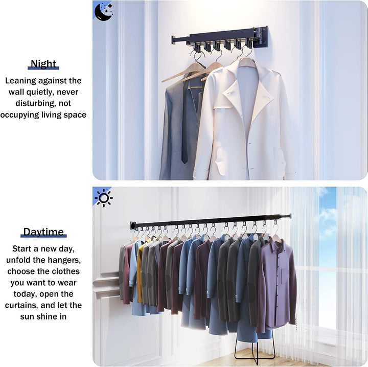 Honeyhouse Einziehbar Wandmontage Wäscheständer, Faltbar Einziehbar Drehbar Kleiderständer mit 18 Ha