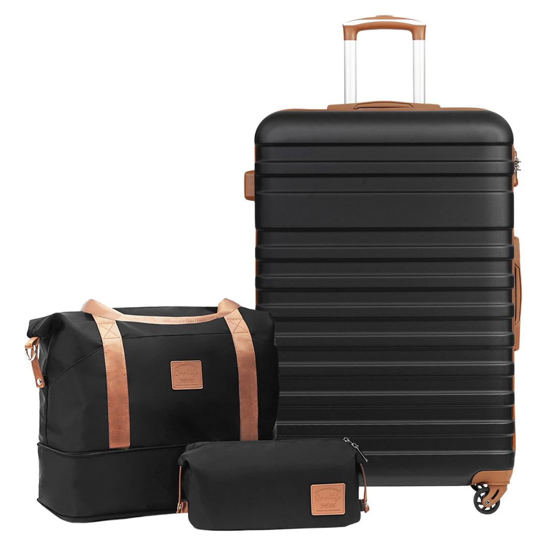 COOLIFE Koffer Trolley Koffer Reisekoffer von ABS Hartschalen Trolley 4 Rollen TSA-Schloss Der Koffe