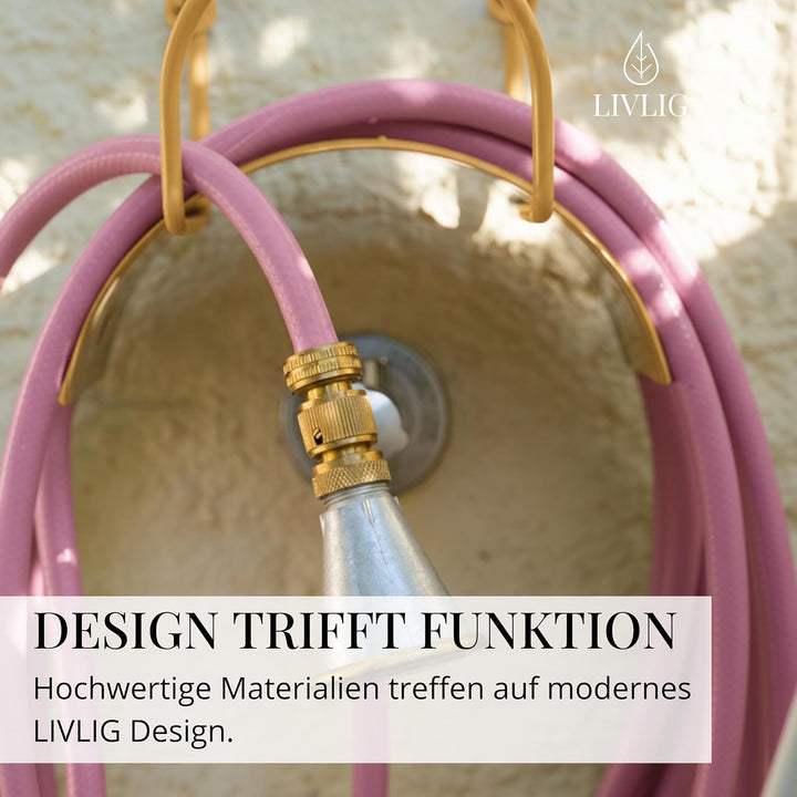 Livlig53 Gartenschlauch Halterung für 1/2 Zoll Schläuche bis 30m aus verzinktem Stahl, Wandhalterung