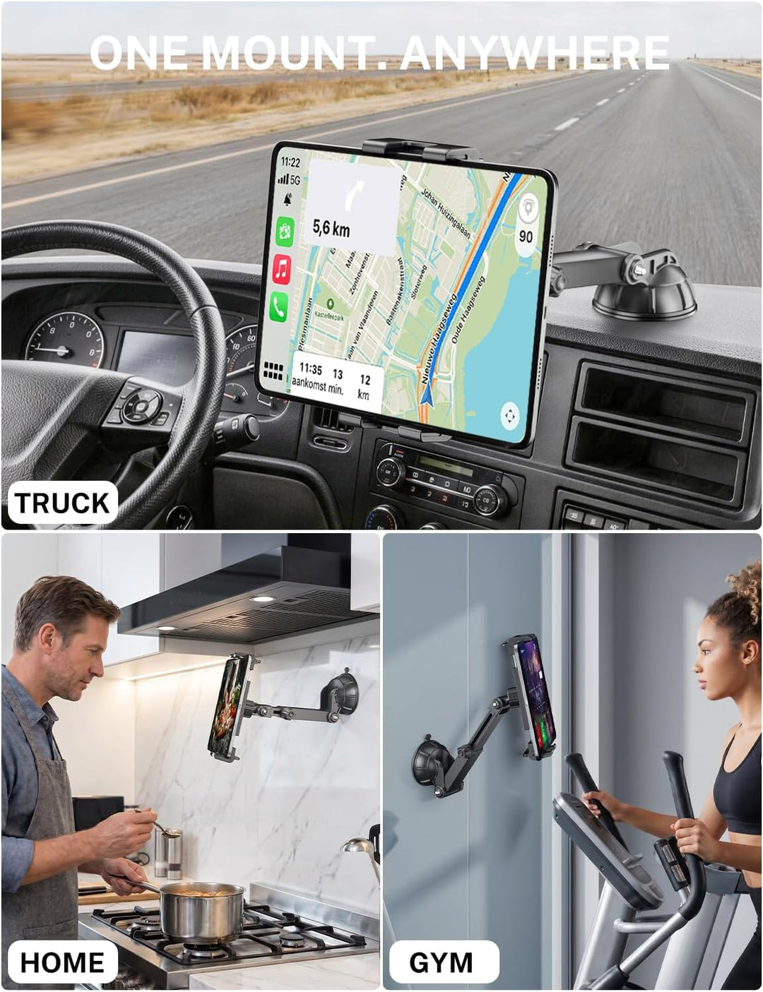 PLDHPRO Tablet Halterung Auto Vorne, Tablethalterungen Auto für LKW Armaturenbrett &amp; Windschutzschei