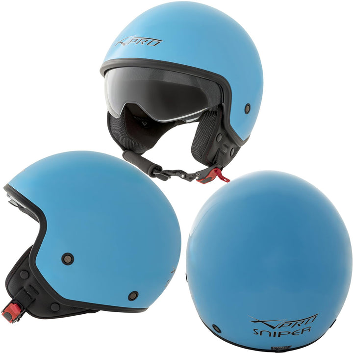 Motorradhelm Motorrad Roller Jet Helm Innensonnenblende Viser SonicMoto 57-58 cm ( M) Blau, 57-58 cm