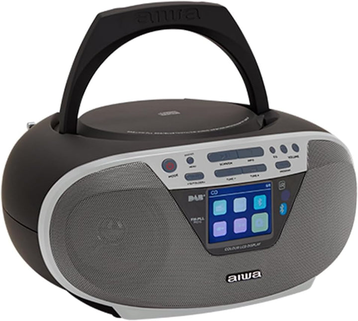 Aiwa BBTU-500DAB/SL DAB+ tragbares CD-Radio mit Farbdisplay, 6,1 cm (2,4 Zoll), Bluetooth 5.0, USB,