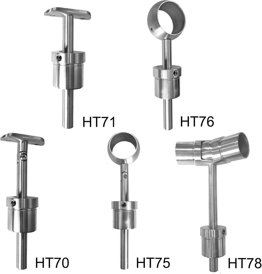 BASIT Edelstahl Handlaufträger Platte + Gelenk höhenverstellbar für 42,4 mm Rohr I Handlaufträger Ed